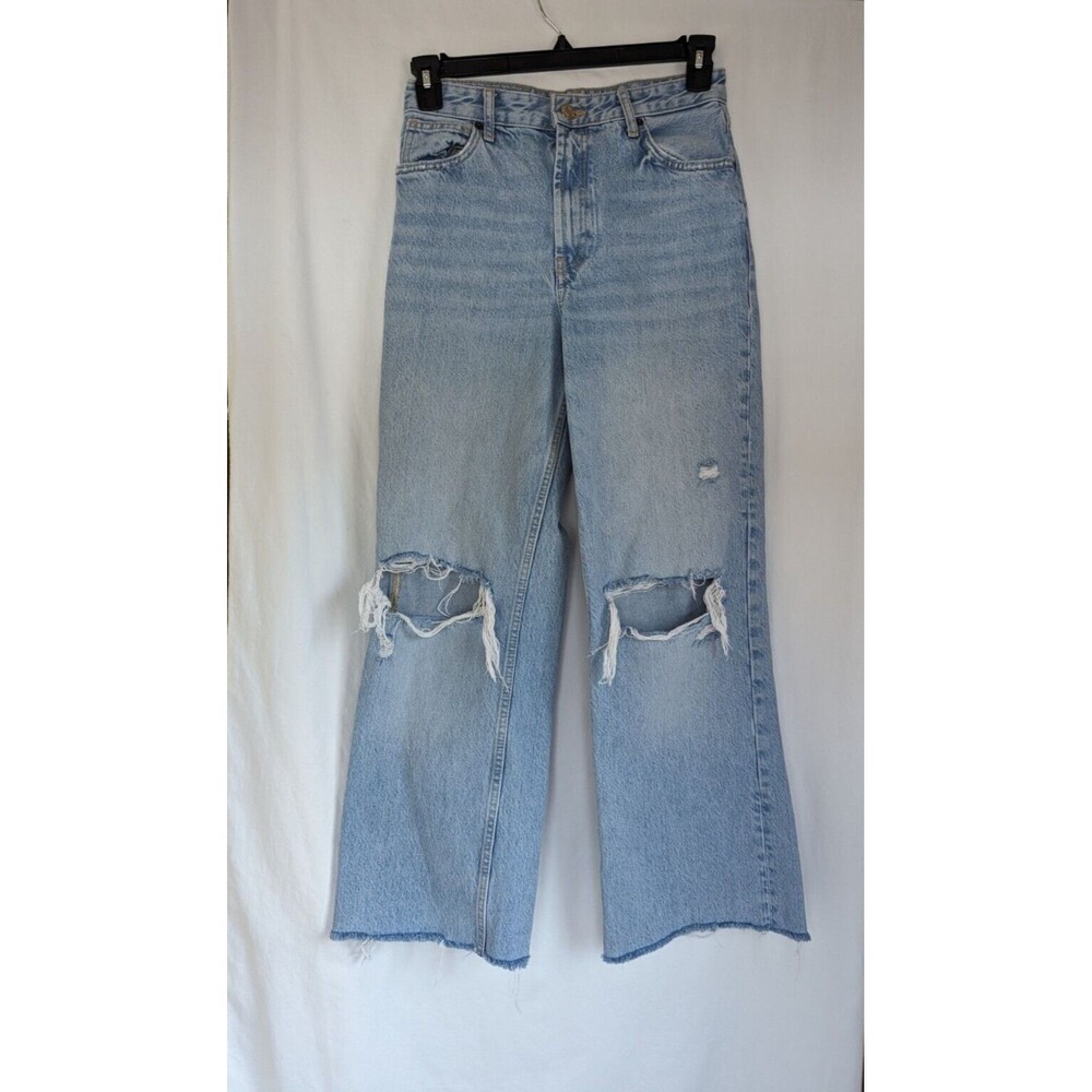 Zara Jeans Womens Sz 6 Light Wash Denim Ripped Frayed Hem Blue